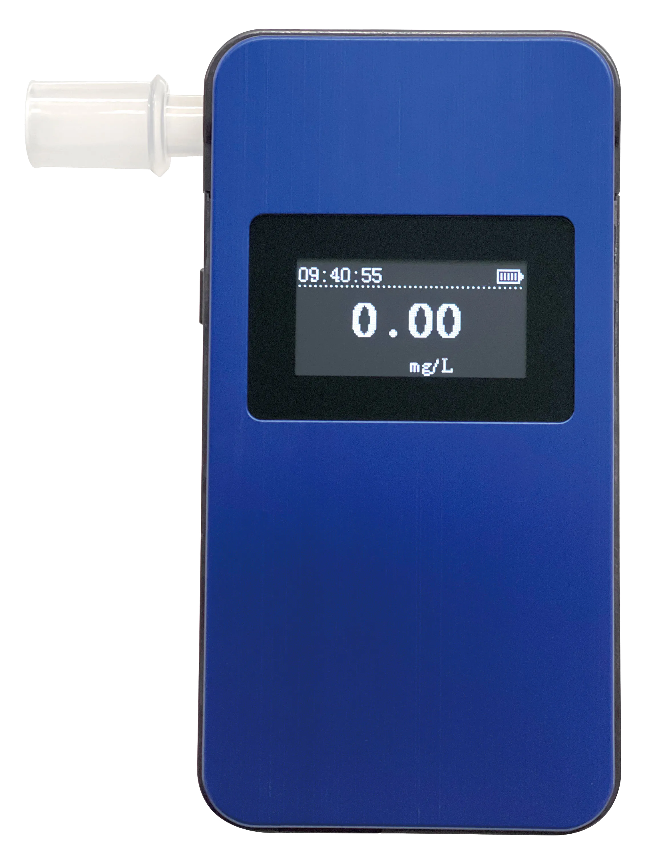 NEO BLUE本体。ディスプレイに測定値「0.00mg/L」が表示されている