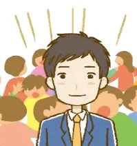 背景に大勢の人が写り込んでいる顔写真